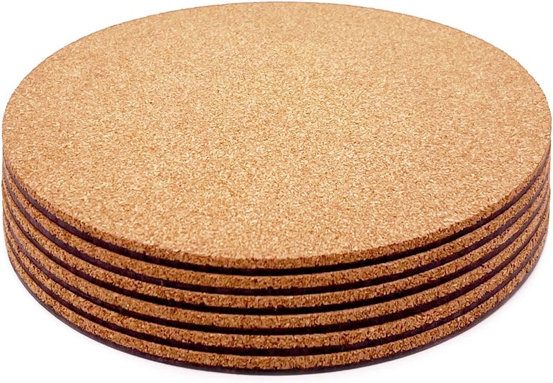 KITLAB Cork Plant Coasters, Double Layers 6 Inch Cork Planter Coaster, Absorbent Cork Plant Mats, Cork Plant Coasters for House Plants, 6 Pcs - Image 1